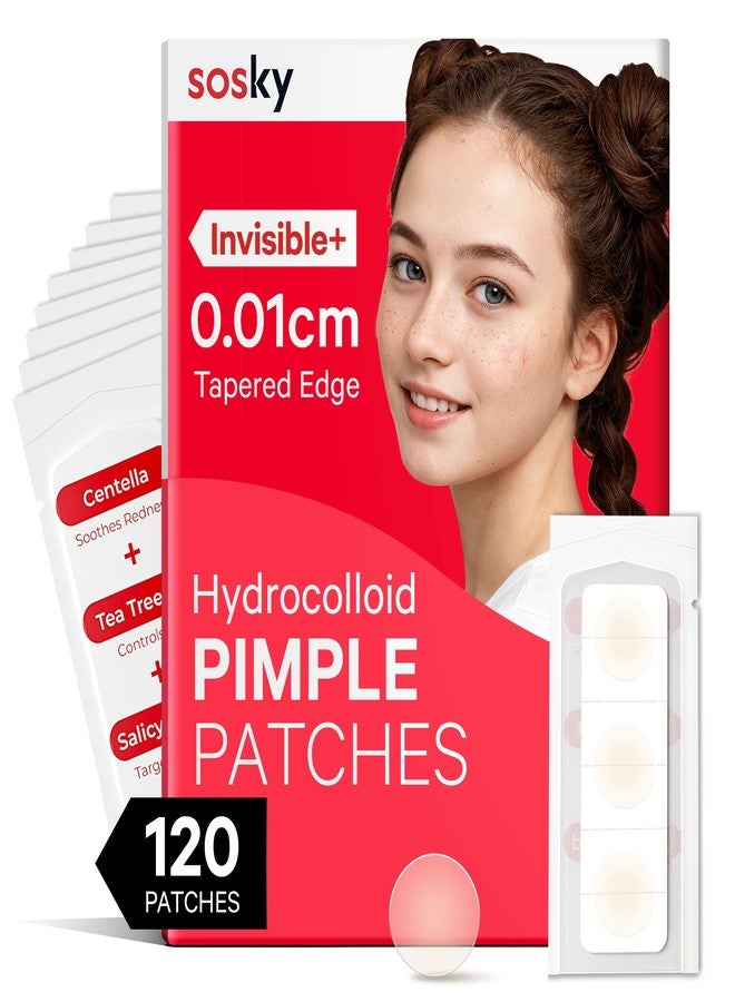 Sosky Pimple Patches for Face, Hydrocolloid Acne Patches, Zit Sticker for Face and Skin 120 Count 10mm